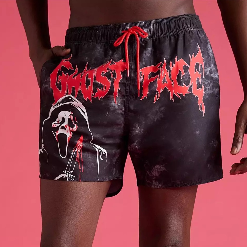 Ghost‎ Face Dark Wash Swim Trunks Hot Topic
